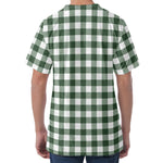 Forest Green Buffalo Check Pattern Print Men's Velvet T-Shirt