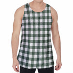 Forest Green Buffalo Check Pattern Print Men's Velvet Tank Top