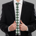 Forest Green Buffalo Check Pattern Print Necktie