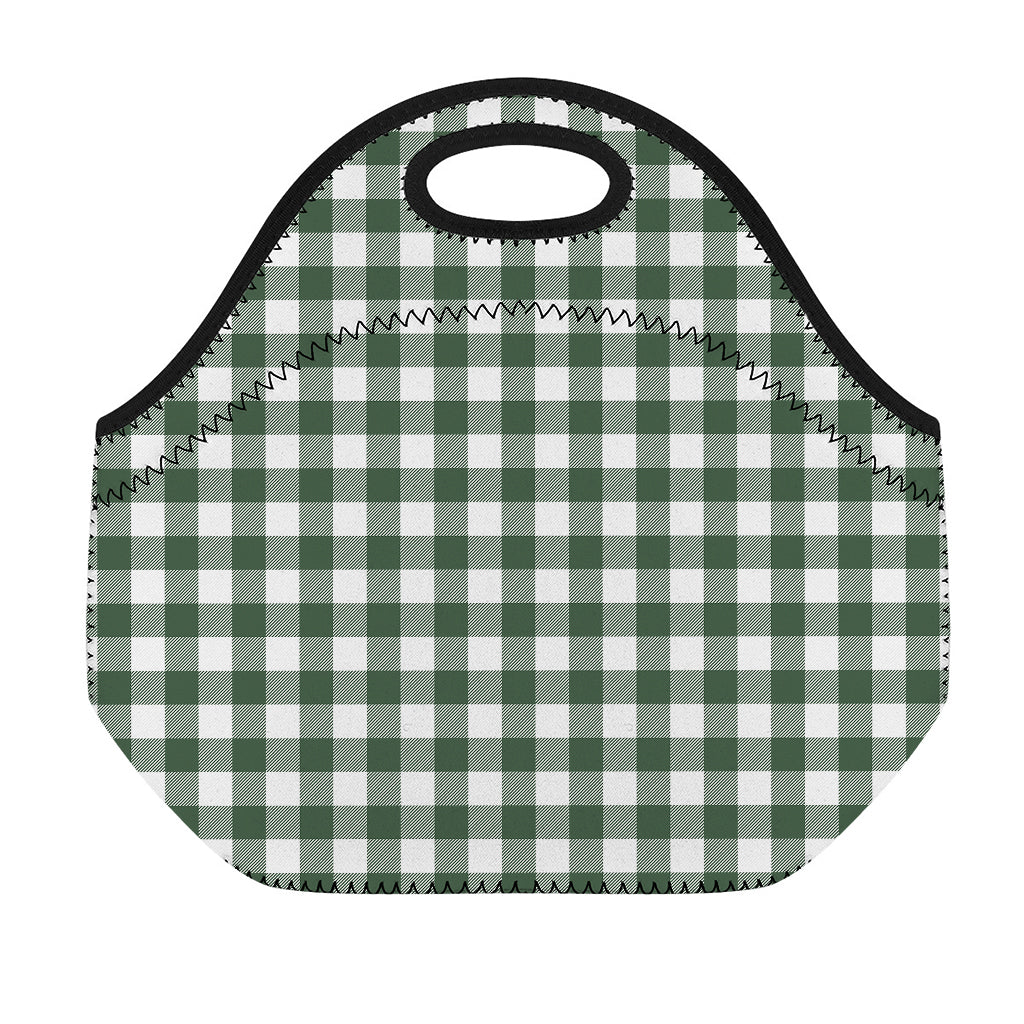 Forest Green Buffalo Check Pattern Print Neoprene Lunch Bag