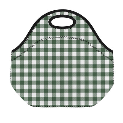 Forest Green Buffalo Check Pattern Print Neoprene Lunch Bag