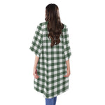 Forest Green Buffalo Check Pattern Print Open Front Beach Cover Up