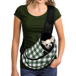 Forest Green Buffalo Check Pattern Print Pet Sling Carrier