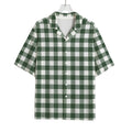 Forest Green Buffalo Check Pattern Print Rayon Hawaiian Shirt