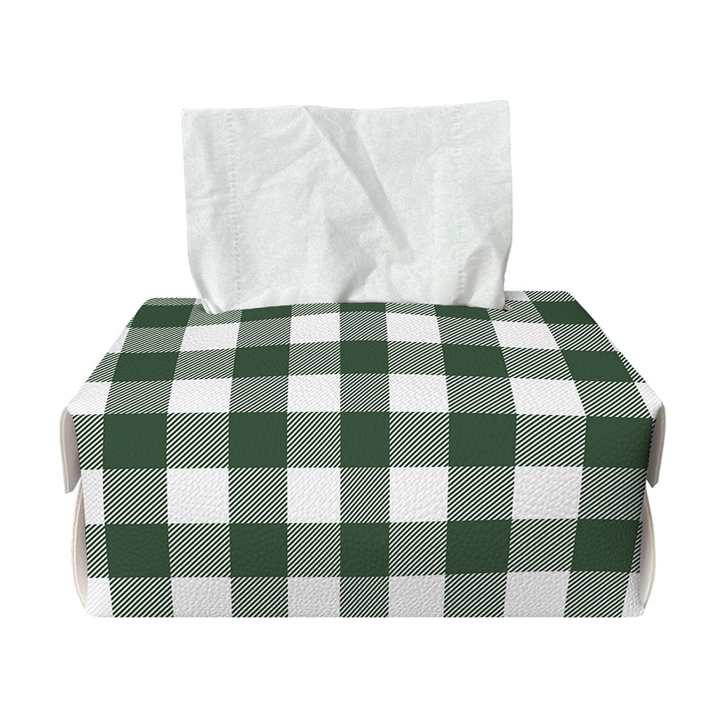 Forest Green Buffalo Check Pattern Print Rectangle Tissue Box Cover