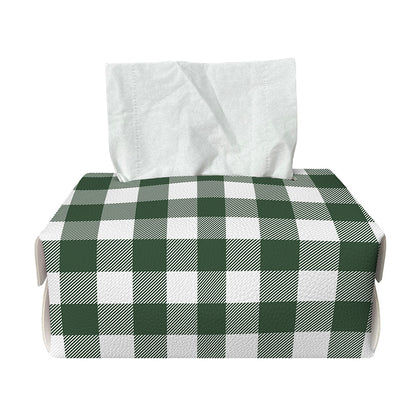 Forest Green Buffalo Check Pattern Print Rectangle Tissue Box Cover