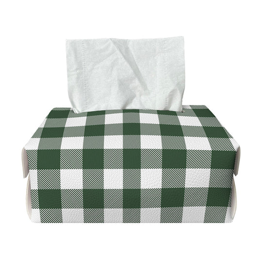 Forest Green Buffalo Check Pattern Print Rectangle Tissue Box Cover