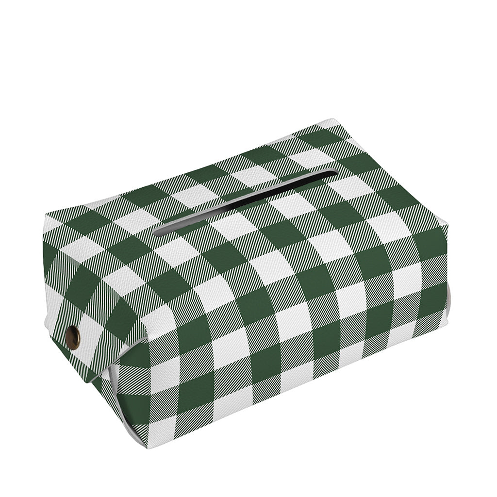 Forest Green Buffalo Check Pattern Print Rectangle Tissue Box Cover