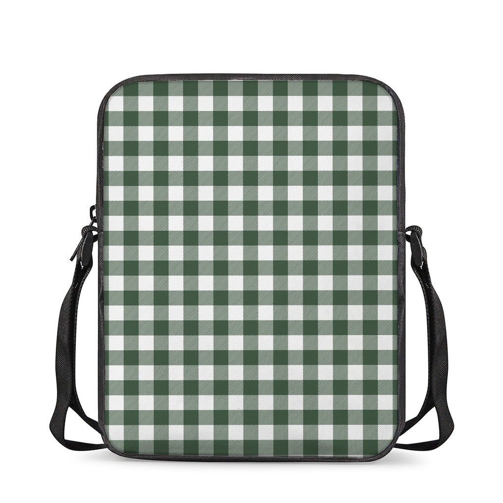 Forest Green Buffalo Check Pattern Print Rectangular Crossbody Bag