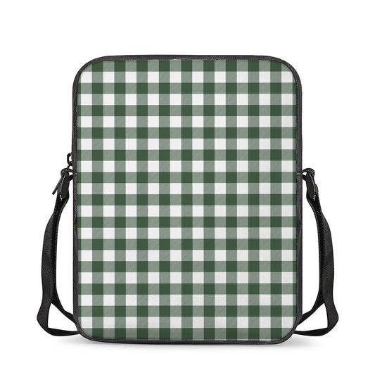 Forest Green Buffalo Check Pattern Print Rectangular Crossbody Bag
