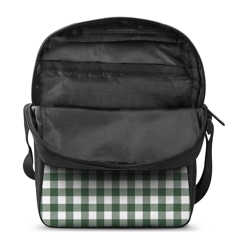 Forest Green Buffalo Check Pattern Print Rectangular Crossbody Bag