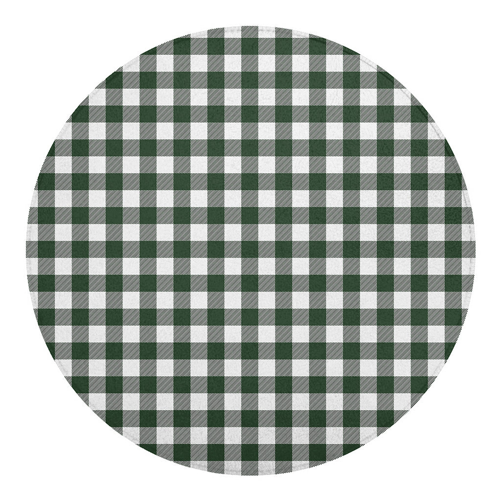 Forest Green Buffalo Check Pattern Print Round Blanket