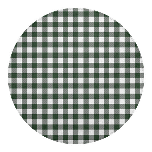 Forest Green Buffalo Check Pattern Print Round Blanket