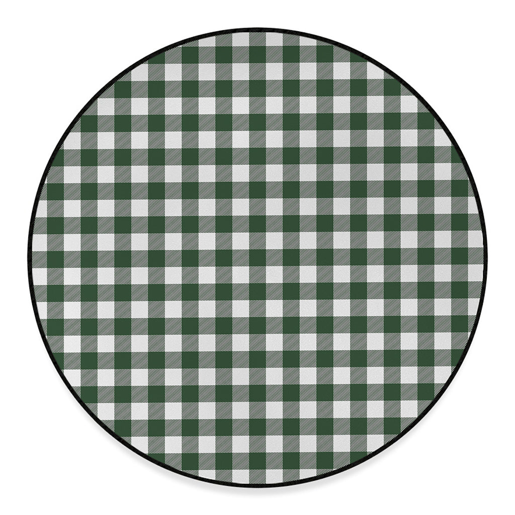 Forest Green Buffalo Check Pattern Print Round Floor Mat