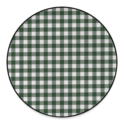 Forest Green Buffalo Check Pattern Print Round Floor Mat