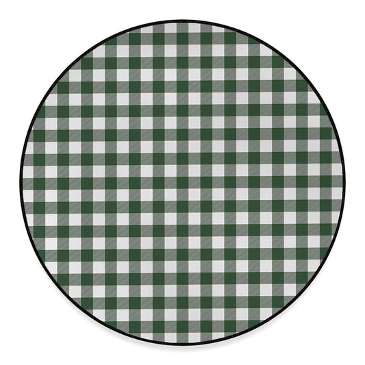 Forest Green Buffalo Check Pattern Print Round Floor Mat