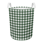 Forest Green Buffalo Check Pattern Print Round Laundry Basket