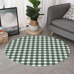 Forest Green Buffalo Check Pattern Print Round Rug