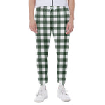 Forest Green Buffalo Check Pattern Print Scuba Joggers