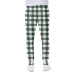 Forest Green Buffalo Check Pattern Print Scuba Joggers