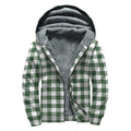 Forest Green Buffalo Check Pattern Print Sherpa Lined Zip Up Hoodie