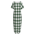 Forest Green Buffalo Check Pattern Print Short Sleeve Long Nightdress