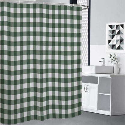Forest Green Buffalo Check Pattern Print Shower Curtain
