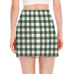 Forest Green Buffalo Check Pattern Print Side Slit Mini Skirt