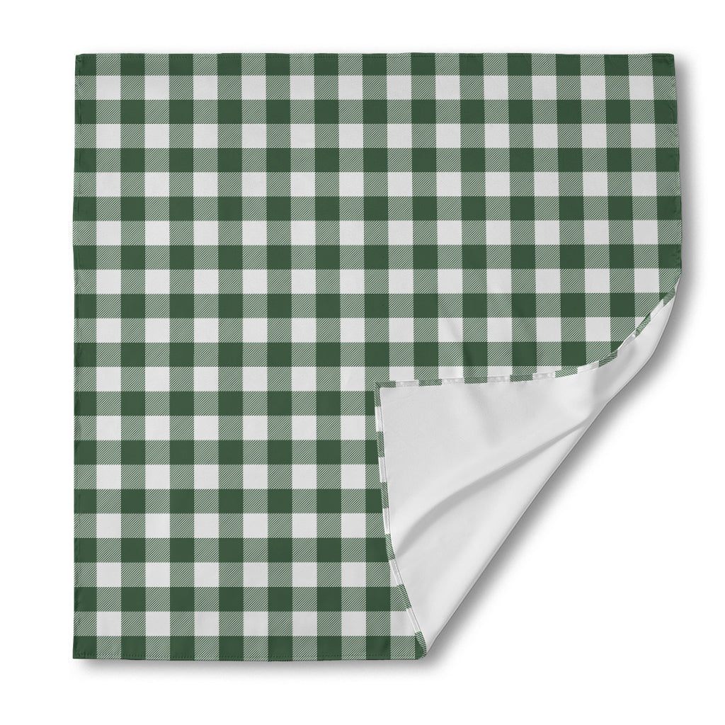 Forest Green Buffalo Check Pattern Print Silk Bandana