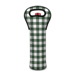Forest Green Buffalo Check Pattern Print Single Neoprene Wine Tote