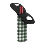 Forest Green Buffalo Check Pattern Print Single Neoprene Wine Tote