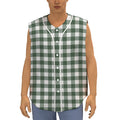 Forest Green Buffalo Check Pattern Print Sleeveless Baseball Jersey