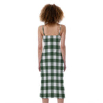 Forest Green Buffalo Check Pattern Print Slim Fit Midi Cami Dress