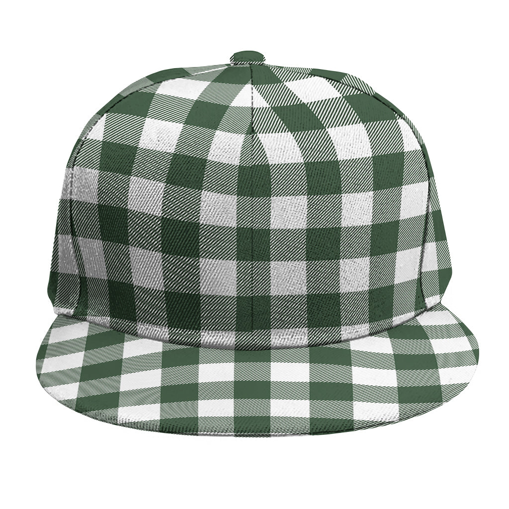 Forest Green Buffalo Check Pattern Print Snapback Cap