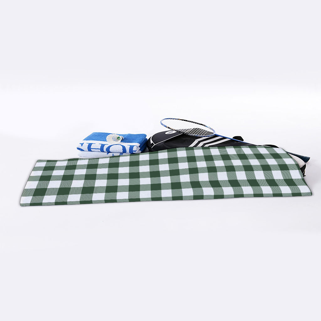Forest Green Buffalo Check Pattern Print Sports Towel