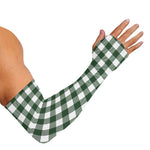 Forest Green Buffalo Check Pattern Print Sun Protection Arm Sleeves