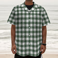 Forest Green Buffalo Check Pattern Print Textured Short Sleeve Shirt