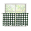 Forest Green Buffalo Check Pattern Print Tier Curtains