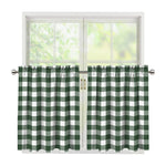 Forest Green Buffalo Check Pattern Print Tier Curtains