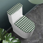 Forest Green Buffalo Check Pattern Print Toilet Lid And Tank Cover Set