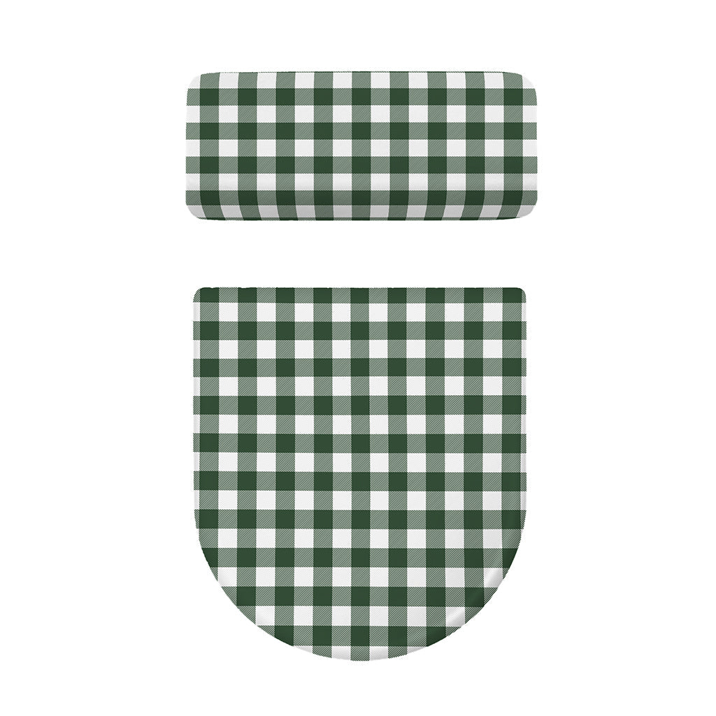 Forest Green Buffalo Check Pattern Print Toilet Lid And Tank Cover Set