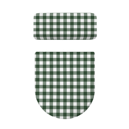 Forest Green Buffalo Check Pattern Print Toilet Lid And Tank Cover Set