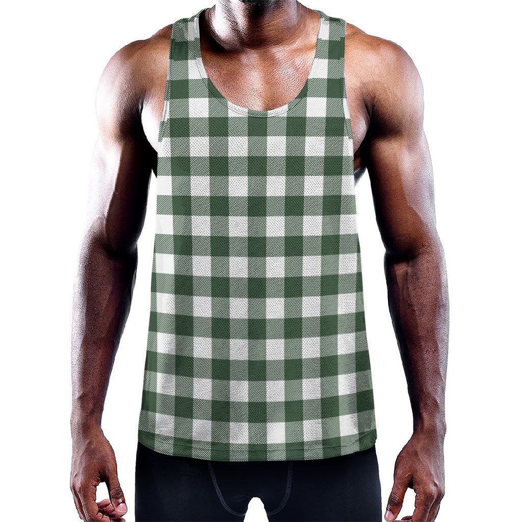 Forest Green Buffalo Check Pattern Print Training Tank Top