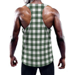 Forest Green Buffalo Check Pattern Print Training Tank Top