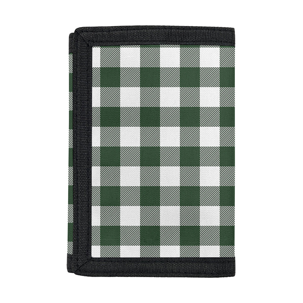 Forest Green Buffalo Check Pattern Print Trifold Wallet