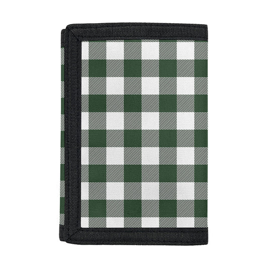 Forest Green Buffalo Check Pattern Print Trifold Wallet