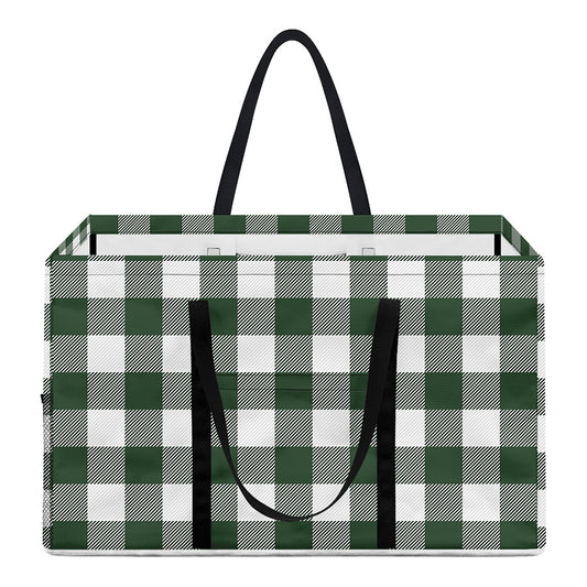 Forest Green Buffalo Check Pattern Print Utility Tote Bag