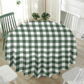 Forest Green Buffalo Check Pattern Print Waterproof Round Tablecloth