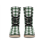 Forest Green Buffalo Check Pattern Print Winter Boots