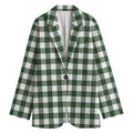 Forest Green Buffalo Check Pattern Print Women's Blazer